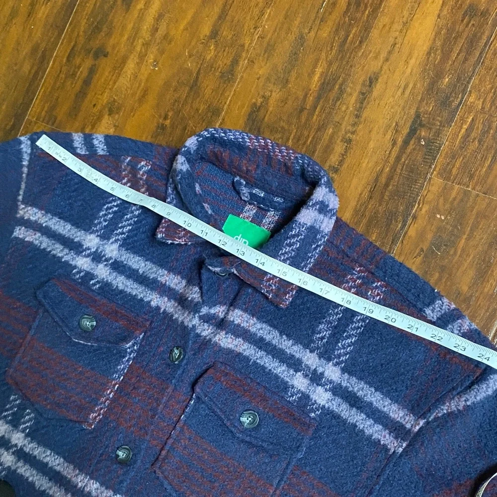 DIP Plaid Blue and Burgundy Long Oversized Coat Size XS - Picture 7 of 9